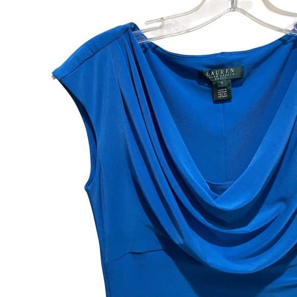 Lauren Ralph Lauren Cowl Neck Sheath Dress Blue Women’s Size 4 - Picture 5 of 8